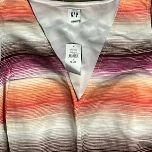 GAP Linen-Cotton Blend Striped Sleeveless Pink Ombre Midi Dress Size 4P - Picture 5 of 7